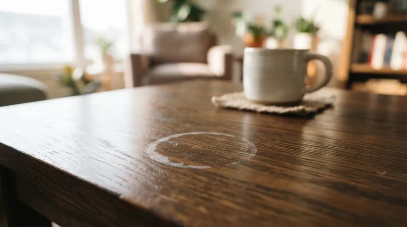 Illustration: Gentle heat from a dry iron can raise the vapor pressure of trapped moisture, clearing white rings from the finish.