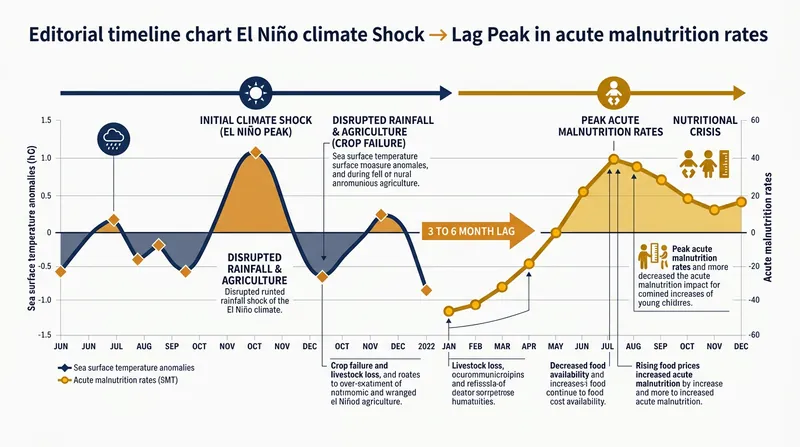 The nutritional timeline shows a narrow window for anticipatory action before malnutrition rates peak.