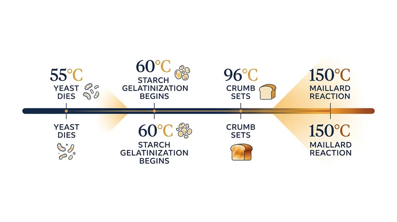 The critical temperature thresholds that dictate oven spring and crust formation.