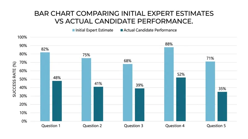 Experts routinely overestimate how easily candidates will answer questions before seeing empirical data.