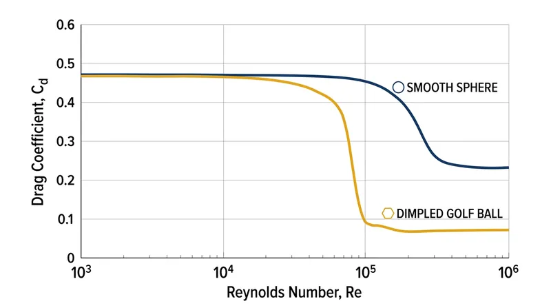 By roughening the surface, dimples force the 'drag crisis' to occur at lower speeds, perfectly aligning with the velocity of a golf drive.