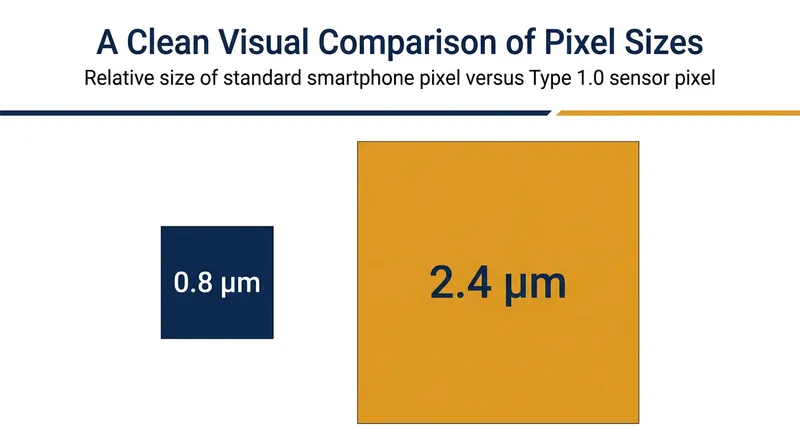 The larger surface area of a Type 1.0 sensor allows for significantly larger pixels, improving low-light performance.