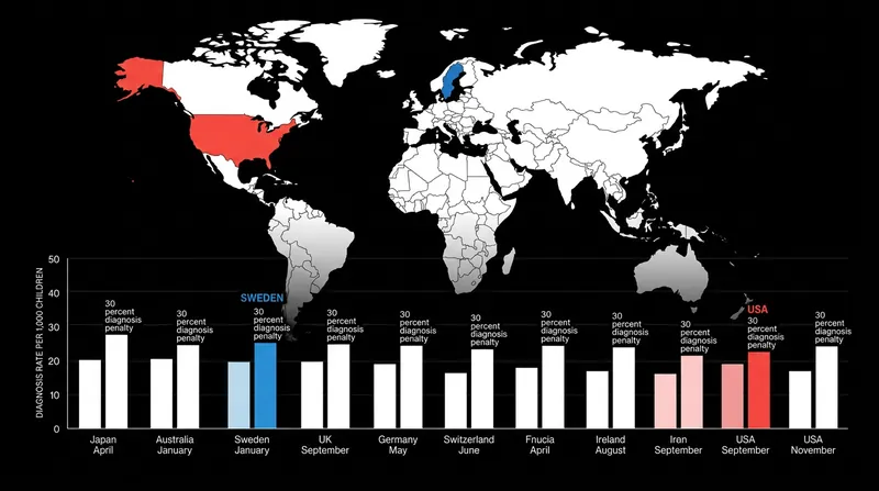 The diagnosis penalty shifts to align with whatever cutoff date a country enforces, proving it is a structural artifact.