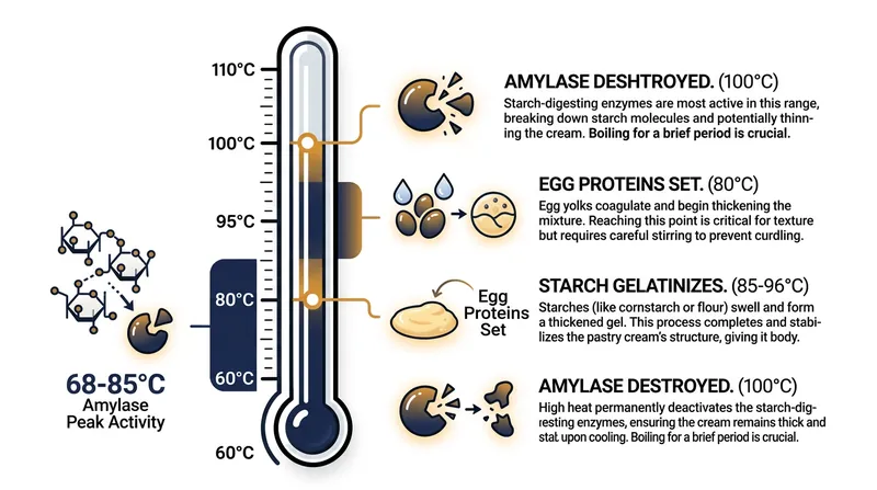 The thermal trap: the temperature that sets eggs perfectly is the same temperature where amylase destroys starch.