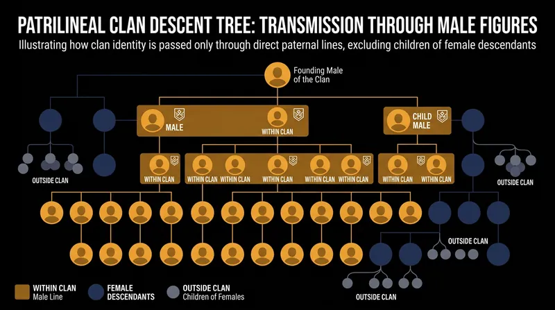 In a patrilineal system, a father's sister's children belong to a different clan, making them cross cousins.
