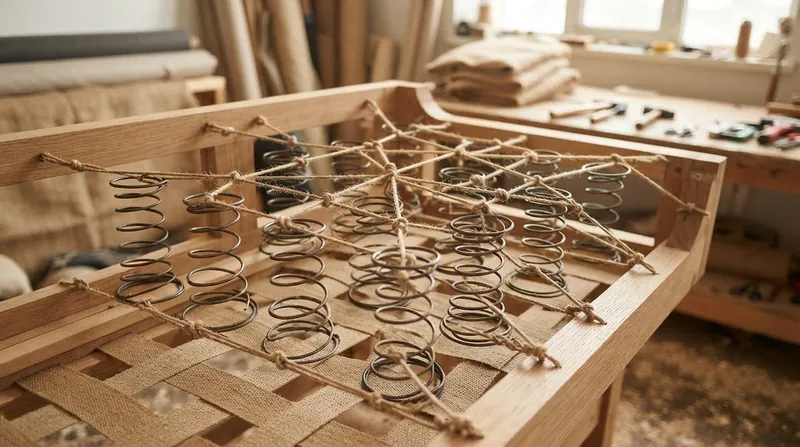 Illustration: An eight-way hand-tied system requires specialized labor to interlock the steel coils in multiple directions.