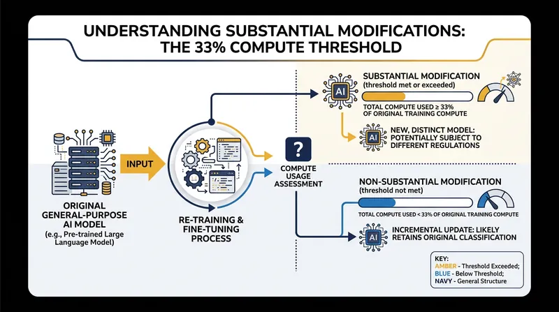 Modifications requiring less than one-third of the original training compute generally avoid triggering provider status.