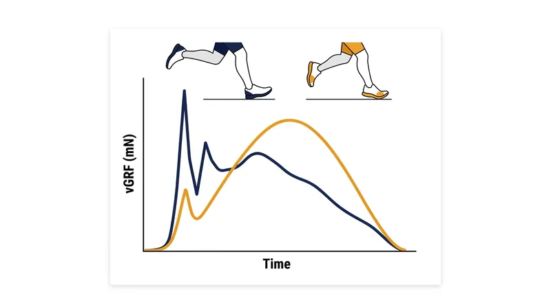 The impact transient is a sharp spike in force that occurs within the first 50 milliseconds of a rearfoot strike.