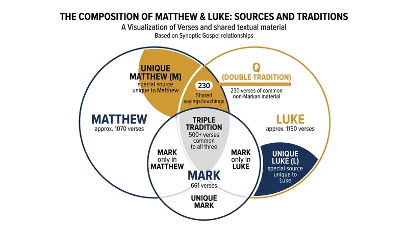 Matthew and Luke both incorporate the vast majority of Mark, while sharing 230 verses of additional material.