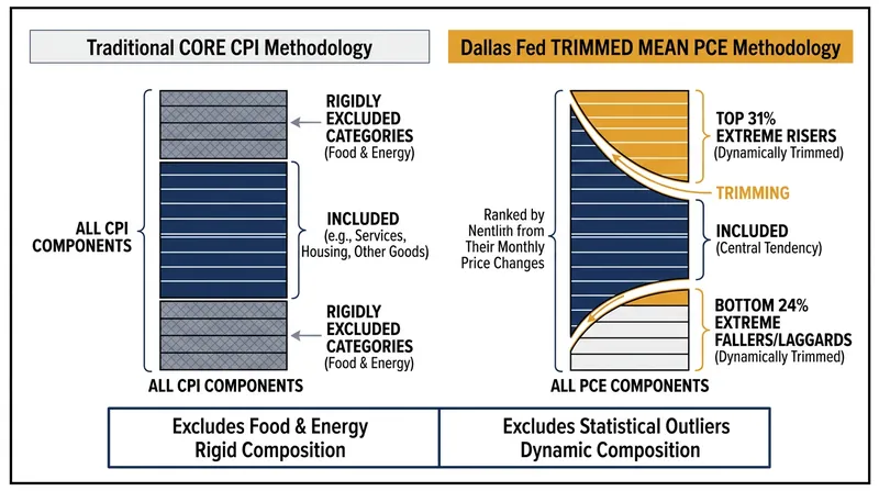 Alternative metrics like the Trimmed Mean PCE dynamically filter out extreme price movements regardless of the category.