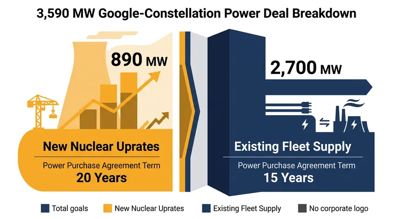 The 3.6-gigawatt agreement relies on physical uprates to generate new capacity alongside a massive supply contract for existing power.