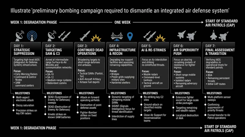 Establishing a robust air defense network and dismantling the adversary's systems takes roughly one week from deployment.