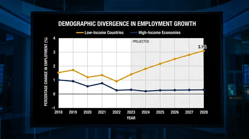Low-income economies face rapid labor force expansion that outpaces formal job creation.
