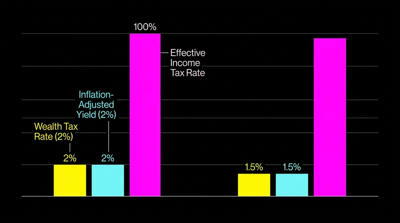 In low-yield environments, a net wealth tax can mathematically confiscate the entire return on safe investments.