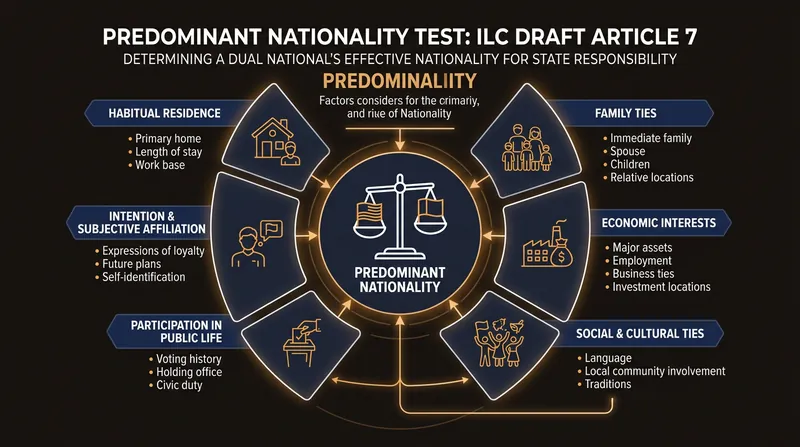 The predominant nationality test attempts to determine a dual citizen's primary allegiance based on factual life ties.