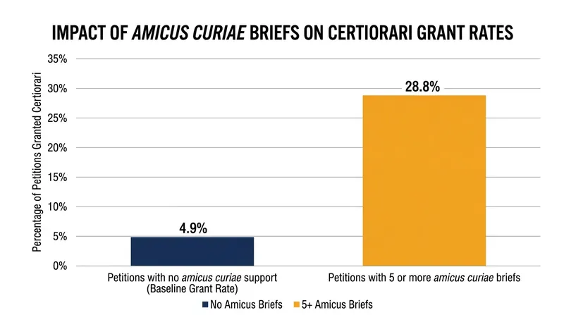Petitions supported by multiple 'friend of the court' briefs are significantly more likely to be granted.
