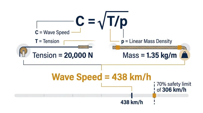 The physical properties of the contact wire dictate the absolute speed limit of the train beneath it.