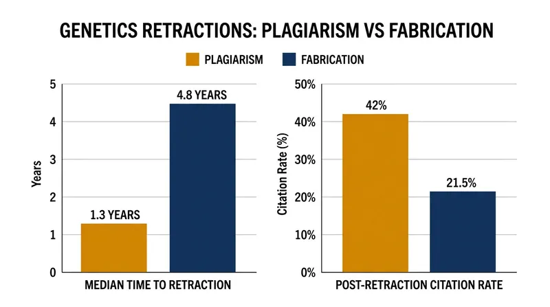 Plagiarized papers are caught much faster than fabricated ones, but they continue to accrue more citations after retraction.