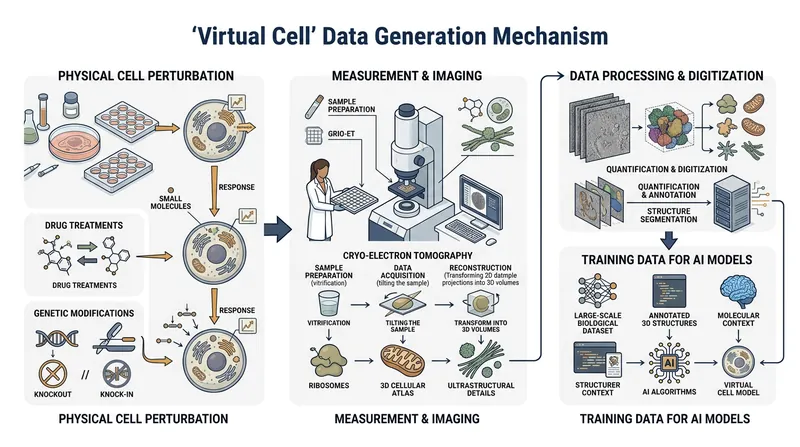 By systematically recording how cells respond to chemical and genetic changes, researchers aim to teach AI algorithms the underlying rules of cellular biology.