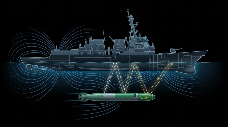Modern proximity fuzes use magnetic influence sensors and active sonar to detonate at the precise under-keel standoff.