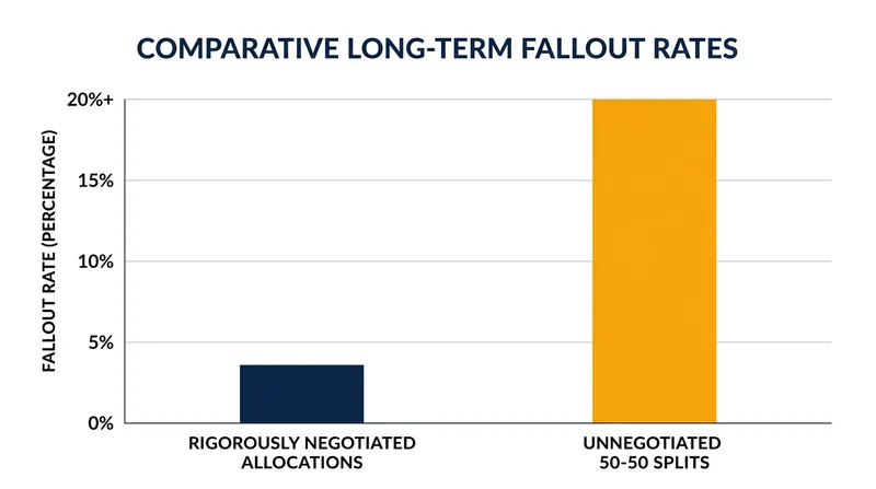 Founding teams that bypass formal equity negotiations experience significantly higher rates of long-term discontent.