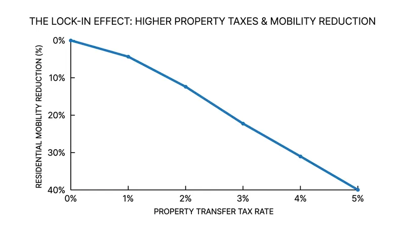 Every single percentage point increase in a property transfer tax reduces overall residential mobility by 8%.
