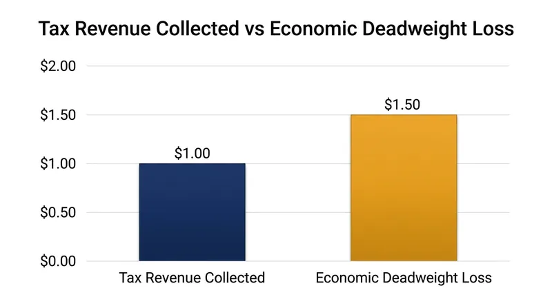 The deadweight loss of a transfer tax outstrips the actual revenue it generates for local governments by a ratio of 1.5 to 1.