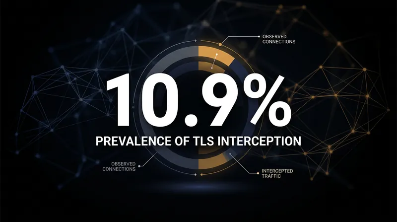 Nearly 11 percent of all observed TLS connections exhibit signatures characteristic of middlebox interception.