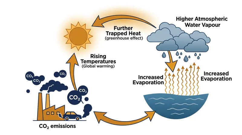 Carbon dioxide acts as the initial forcing, while water vapour acts as a feedback loop that amplifies the warming.