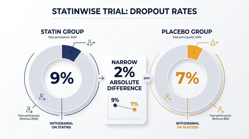 The StatinWISE trial found only a marginal difference in the number of patients who abandoned treatment due to muscle pain while taking active statins versus dummy pills.