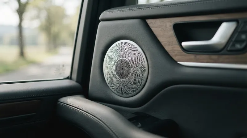 Illustration: The system utilizes the vehicle's existing premium audio speakers to broadcast the inverted sound waves.