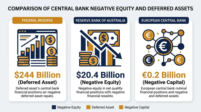 The scale of central bank accounting shortfalls across major jurisdictions.
