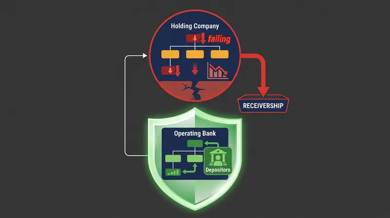 Regulators use structural subordination to force holding company investors to absorb bank failure losses.