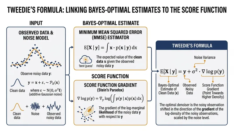 Tweedie's Formula provides a mathematical shortcut to compute the Bayes-optimal estimate.