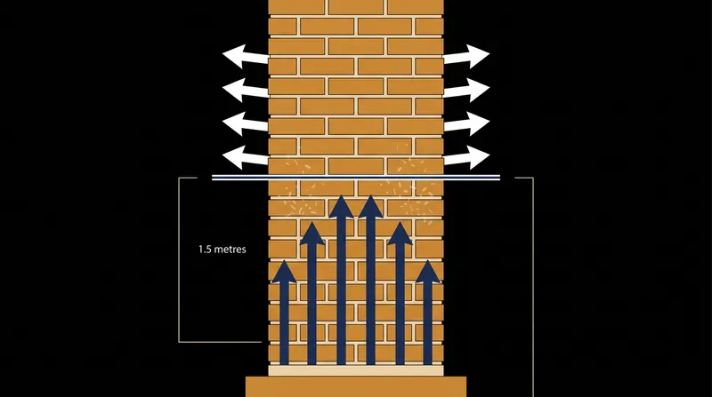 The height of rising damp is determined by the exact point where evaporation matches capillary suction.