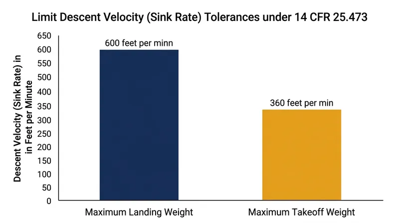 Landing gear is certified to absorb significantly less impact energy when the aircraft is fully loaded.