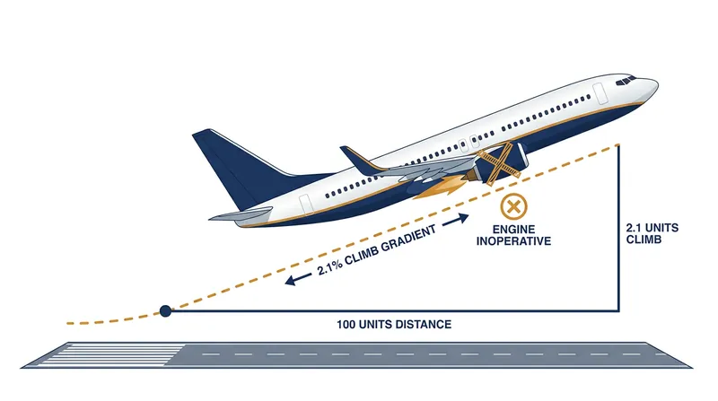 A heavy aircraft must be able to abort a landing and climb away on a single engine.
