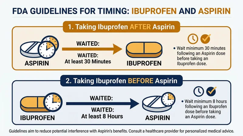 The FDA recommends strict chronological spacing to ensure aspirin reaches the enzyme first.