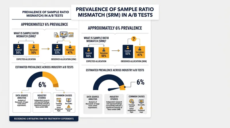 Approximately 6 percent of all A/B tests exhibit a sample ratio mismatch.