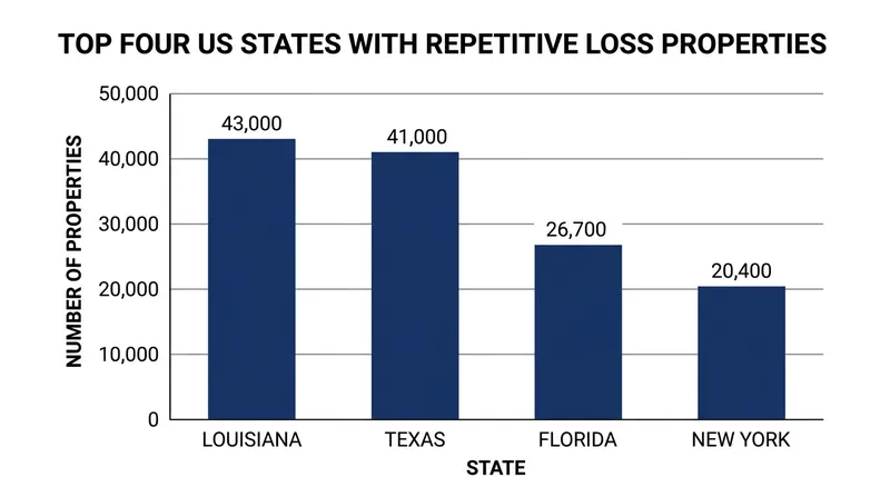 Four states account for more than half of the nation's repetitive loss properties.