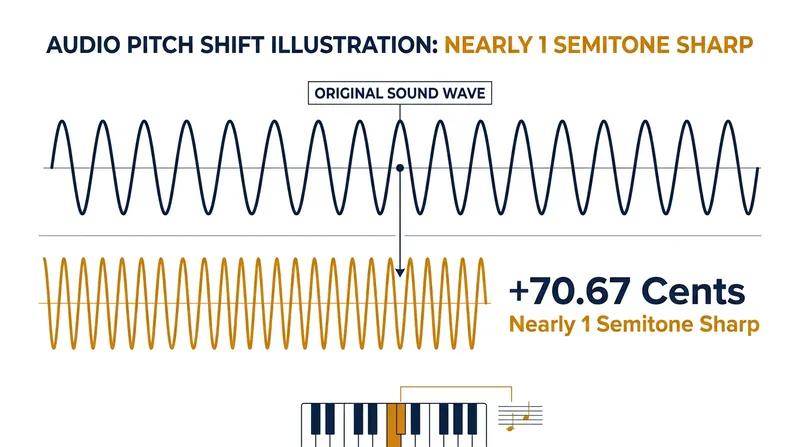 Without digital pitch correction, the speedup pushes the entire audio track nearly a full semitone sharp.