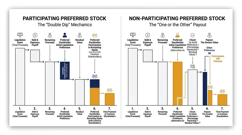 Participating preferred stock allows investors to recoup their initial capital before sharing in the remaining proceeds.