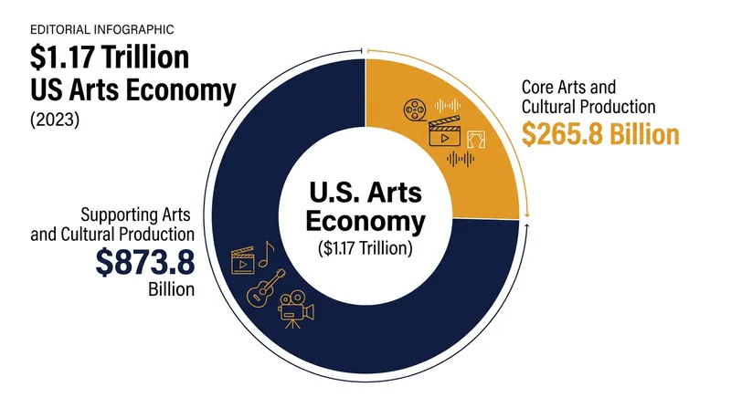 Supporting industries, including information services and design, generate the vast majority of the sector's economic value.