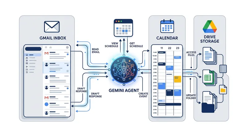 The Gemini agent maintains persistence by utilizing its own dedicated Google Workspace storage and communication channels.