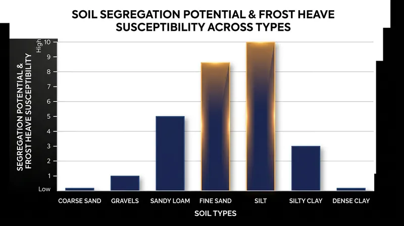 Silts and fine sands provide the optimal balance of capillary action and permeability to sustain rapid ice lens growth.