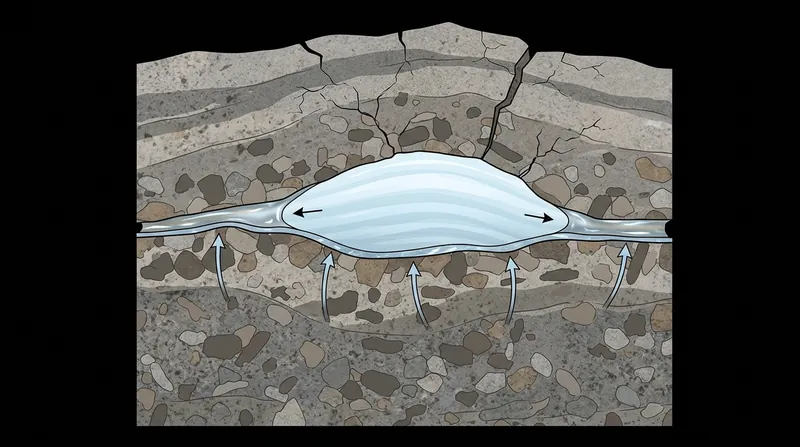 Ice segregation within micro-fractures generates stresses that exceed the tensile strength of solid bedrock.