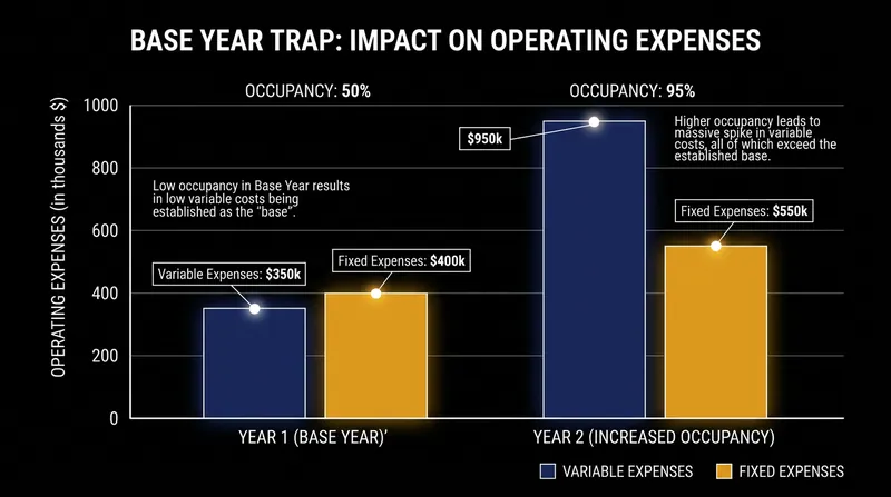 Without a gross-up provision, a tenant's escalation bill surges simply because new renters move into the building.
