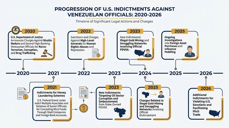 The legal framework against the deposed leadership has expanded from narco-terrorism to human rights violations.