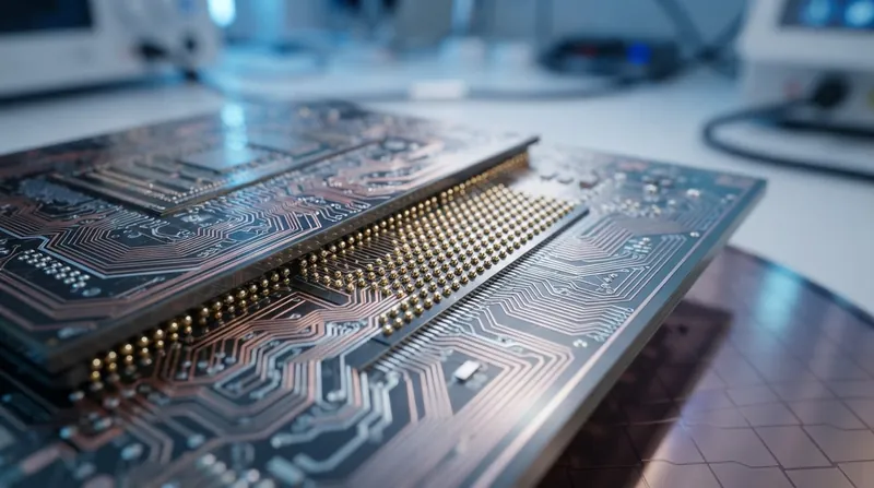 Illustration: Through-Silicon Vias (TSVs) allow power and data to flow vertically through the stacked memory dies.