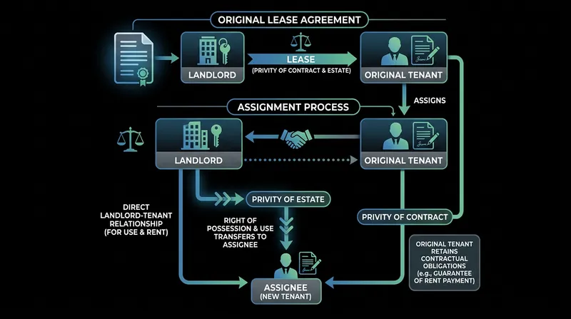 An assignment shifts physical possession to the new tenant but leaves the original financial guarantee intact.